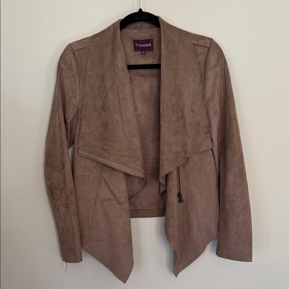Vigoss Women's Brown Suede Moto Style Jacket